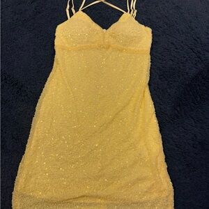 Glittering Yellow Strappy Dress